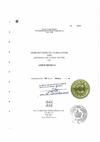 Memorandum and Articles title page (page 3)