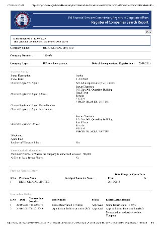 Company profile and status (page 1)
